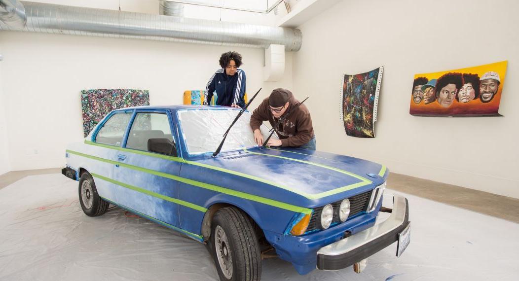 students transform a donated BMW to an art piece